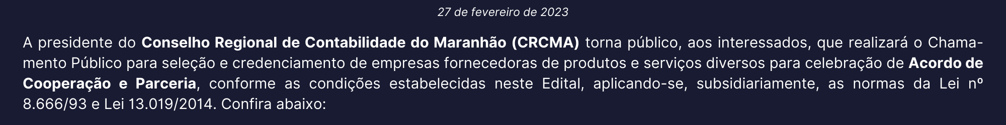 CHAMAMENTO PUBLICO